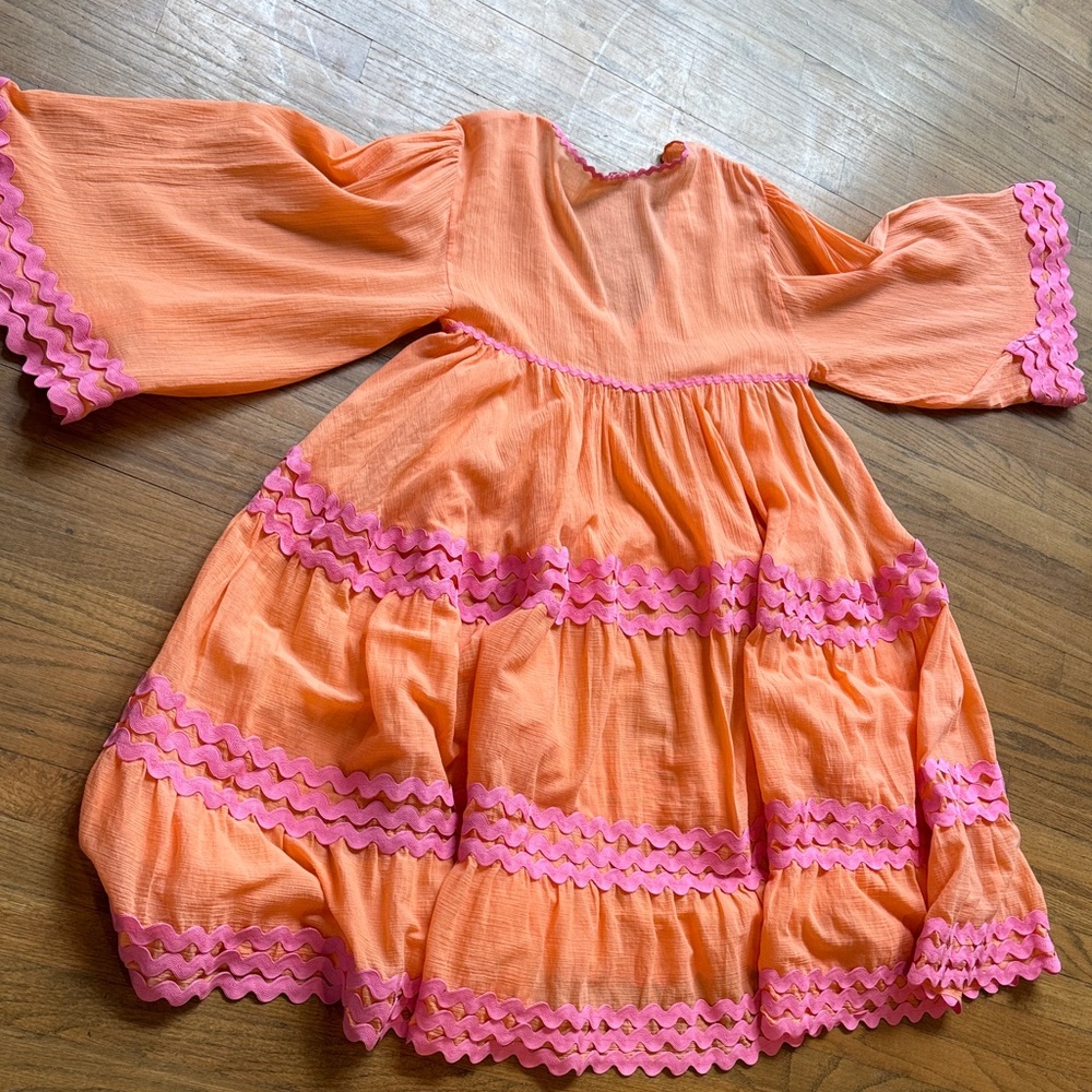 CORAL LUXURY DRESS Flora Sardalos Hydra Ric Rac trimmed dress - Picture 3 of 17